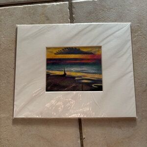 Georges Lemmen 'Plage à Heist' (Beach at Heist) Matted Art Print sunset Seascape
